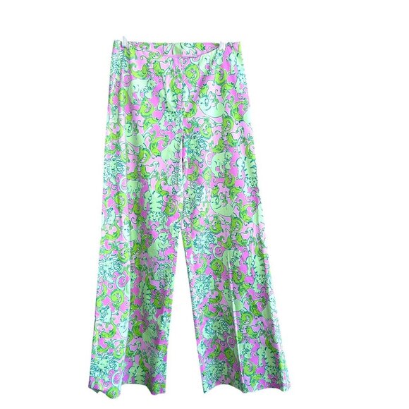Lilly Pulitzer Pink Green Animal Lion Fish Print Wide Leg  NWT Size 2 - Picture 1 of 10